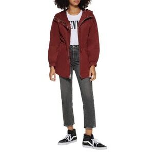 NWT Levi's Cinch Waist Lightweight Anorak Jacket in Burgundy Women’s Size XS